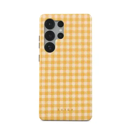Фото BURGA Tuscan Sun — желтый чехол для телефона в клетку для Samsung Galaxy S25 S24 S23 S20 FE Plus Ultra 4G 5G, глянцевая пленка, жесткий чехол из ПК №1