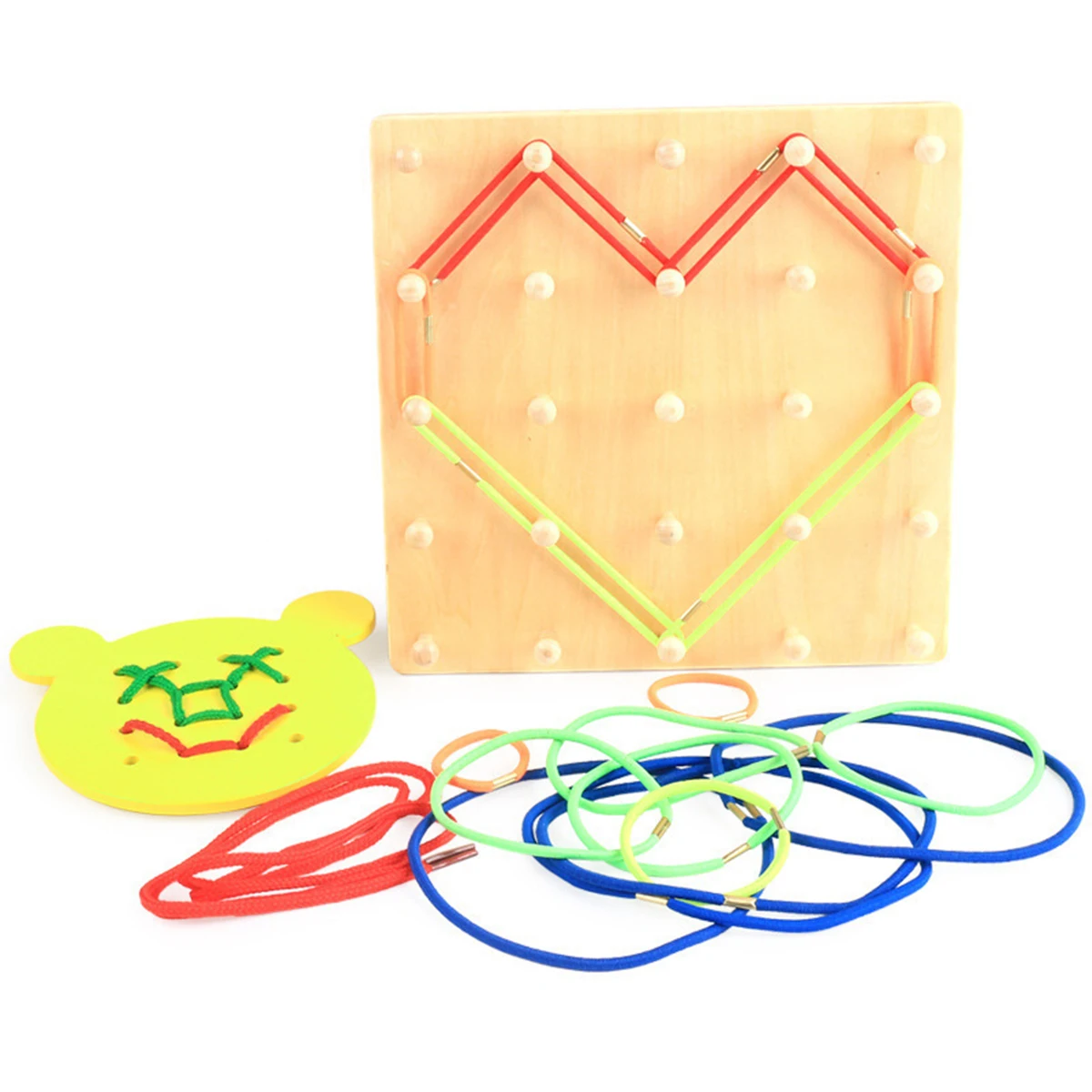 

Деревянная игрушечная доска для ногтей с 30 узорными картами и 24 резиновыми полосками, пазл-матрица, творчество и воображение