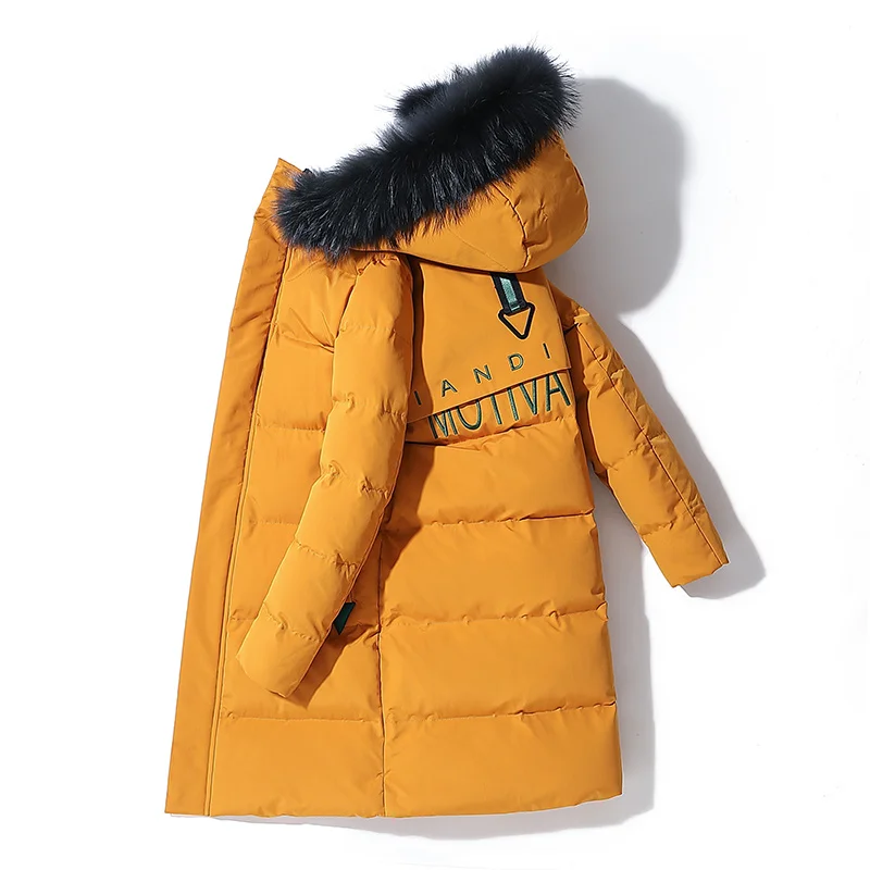 Мужское зимнее пальто с большим меховым воротником повседневное теплое плотное