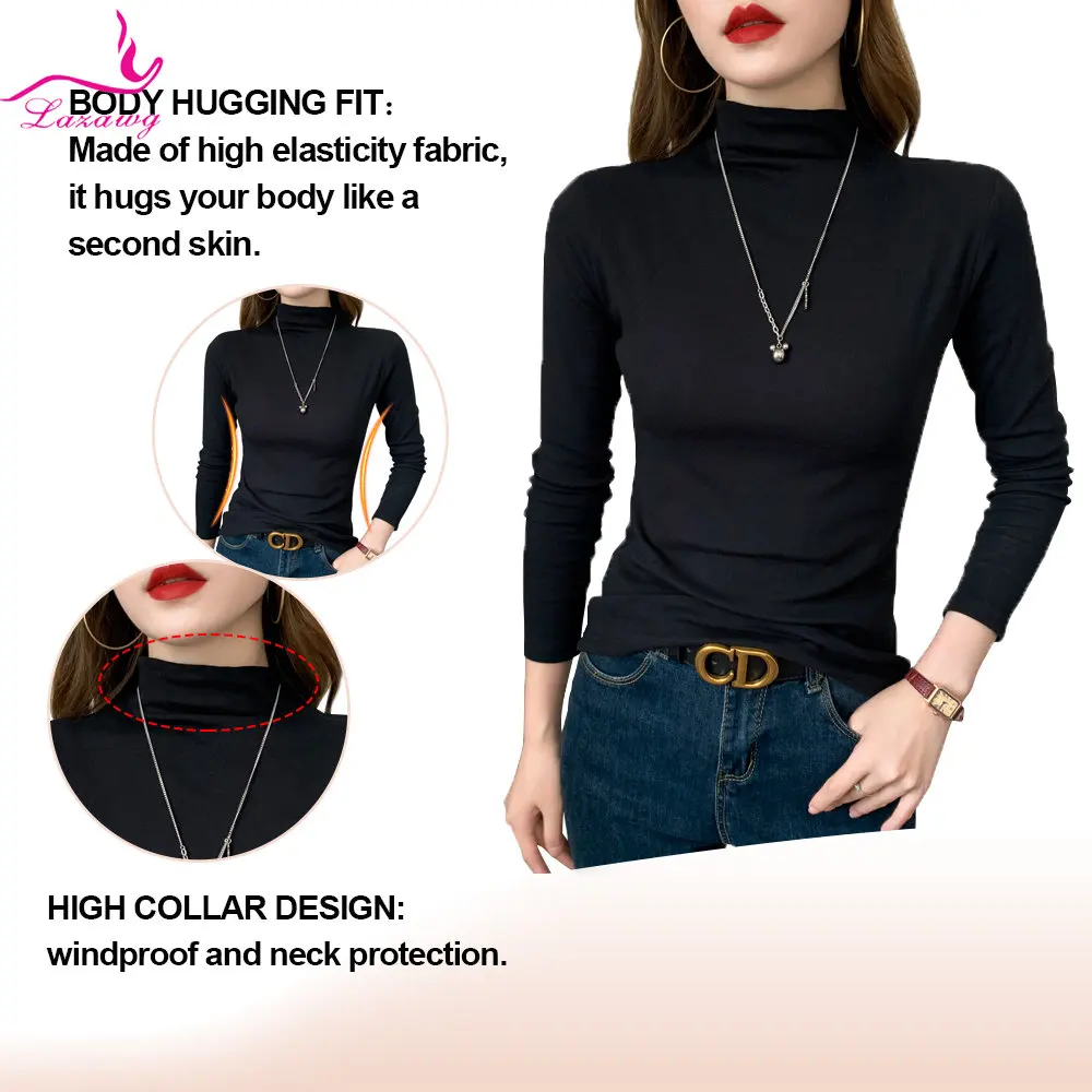 LAZAWG Turtle Necks for Women Mock Neck Top Long Sleeve Casual Undershirts Lightweight Base Layer Shirts Suitable for Daily Wear