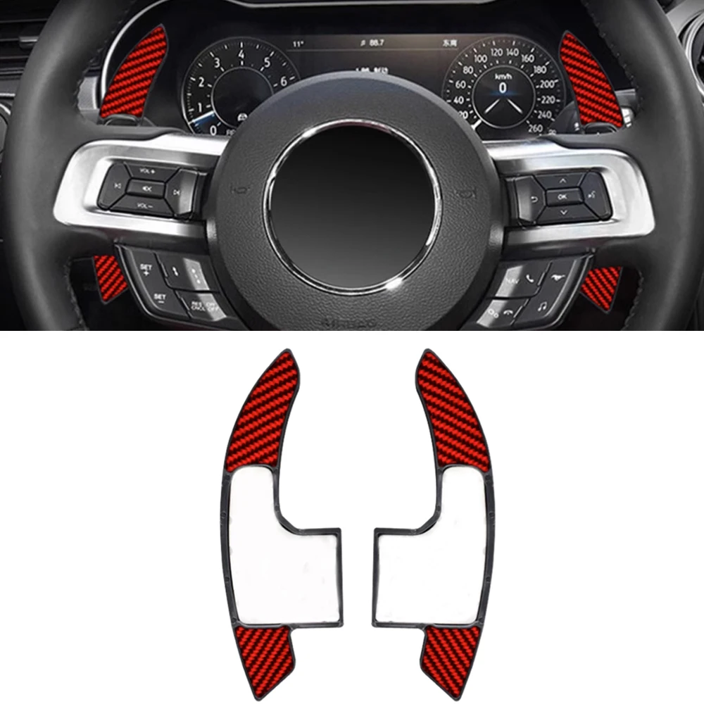 

Автомобильные аксессуары для Ford Mustang, углеродное волокно, 2 шт., автомобильный рычаг переключения передач на рулевое колесо, расширенный Декор