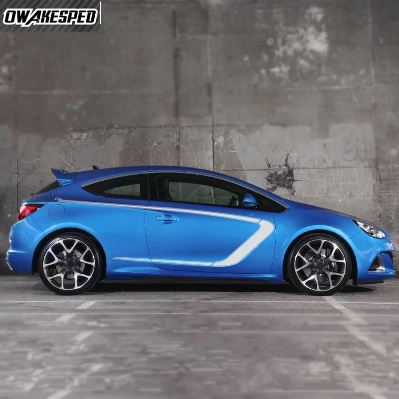 Фото Набор наклеек на боковые двери автомобиля для Opel Astra K H J GTC OPC, аксессуары для внешнего тюнинга, спортивные полосы, виниловые наклейки для самостоятельной установки №2