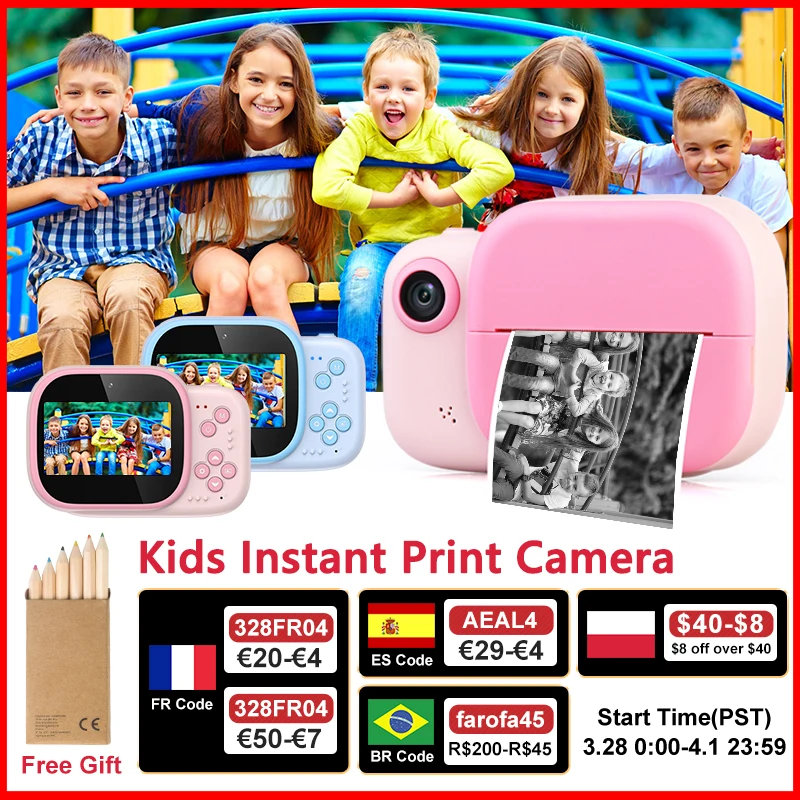 Children Instant Print Camera Thermal Printing Dual Cameras 1080P Digital Video Photo Cam Kid DIY Educational Toys Birthday Gift |