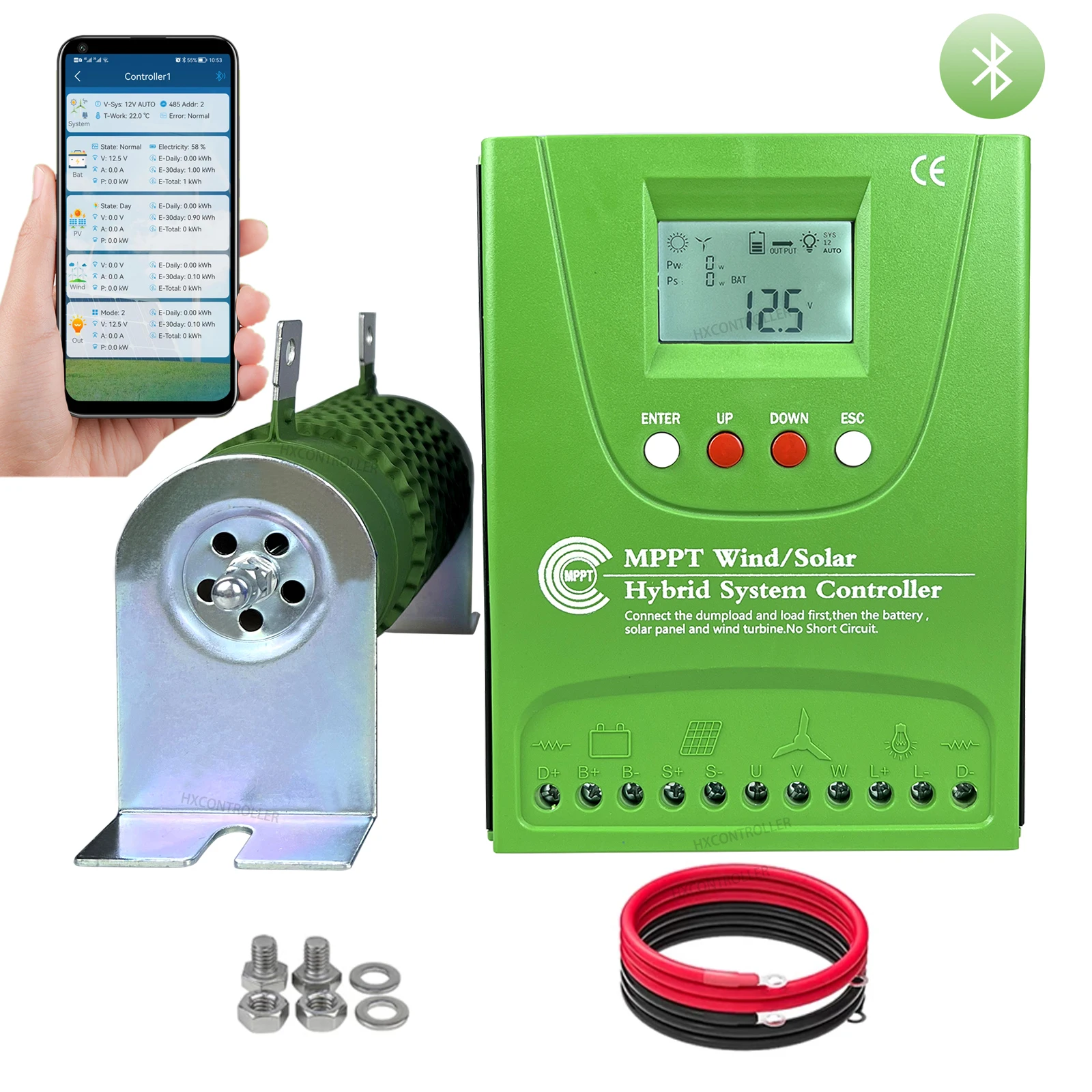 Гибридный контроллер заряда солнечной энергии MPPT, 12 В, 24 В, 48 В, 2000 Вт, 2800 Вт, встроенный Bluetooth для домашней системы питания от ветра и солнечной энергии