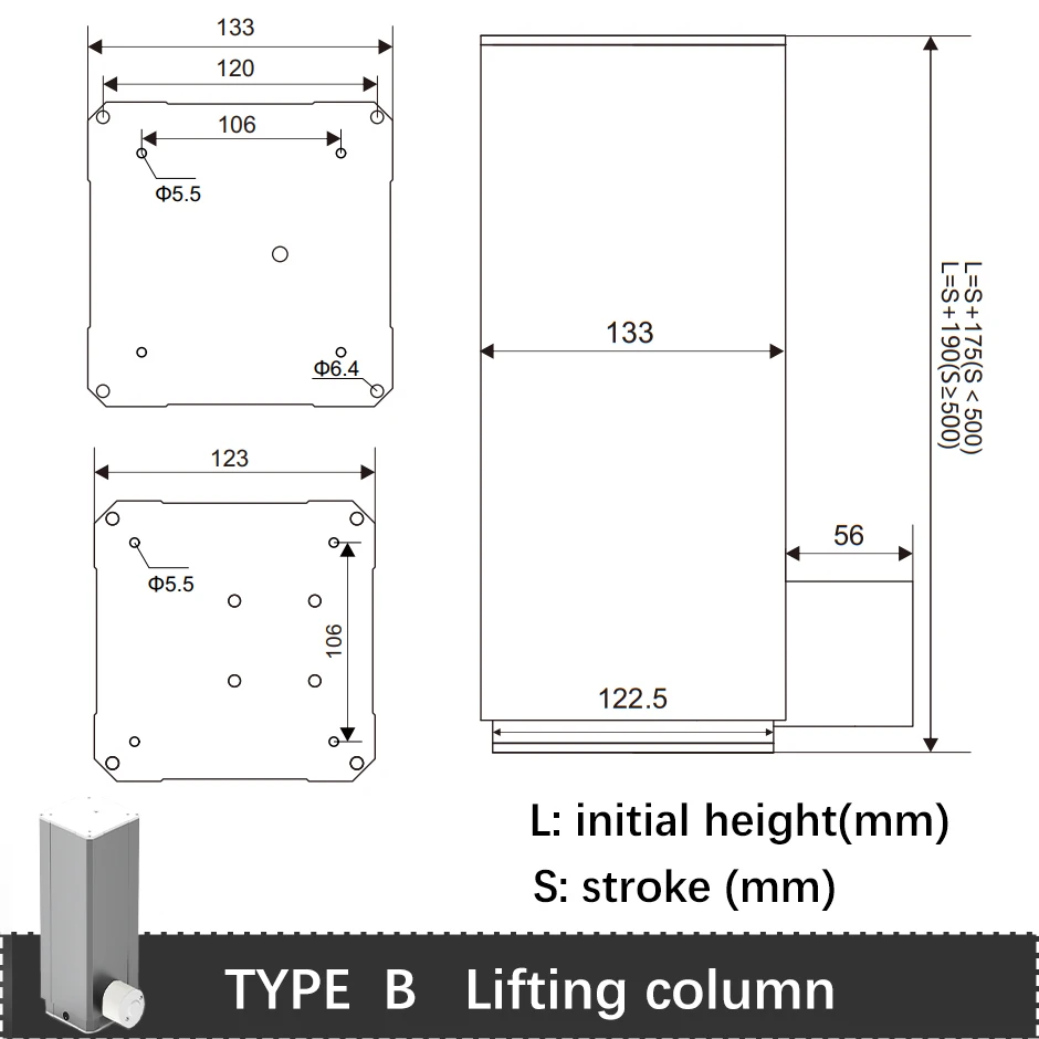 7500N 500 кг нагрузка подъемная колонка поддерживающая платформа электрического