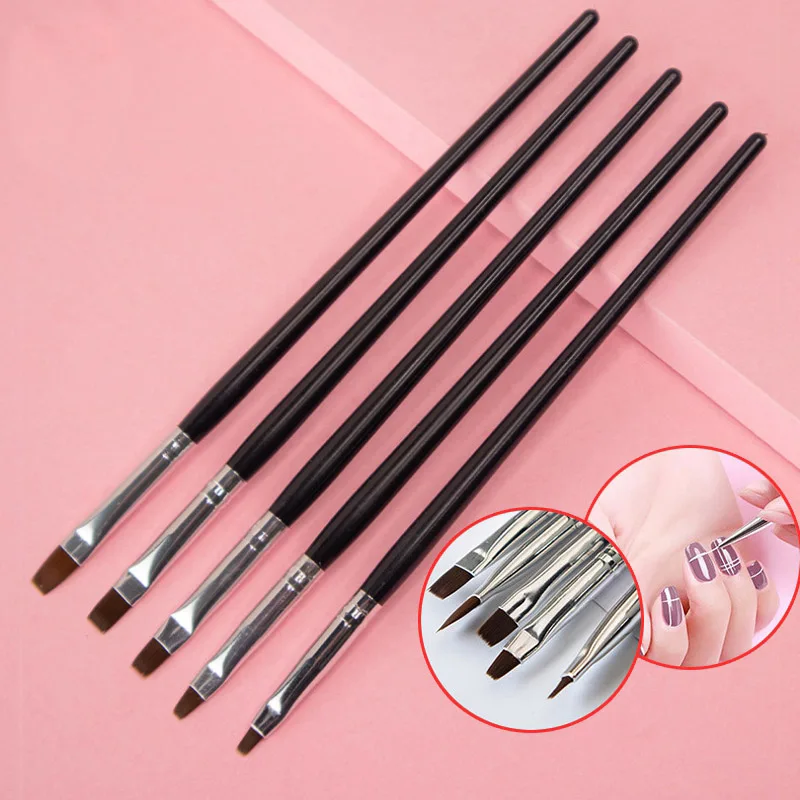 

Karsyngirl 5pcs/Set Professional Liner Painting Pen Nail Art Brushes Nail Art UV Gel Pen Art Salon Home Use Gel Nail Brush