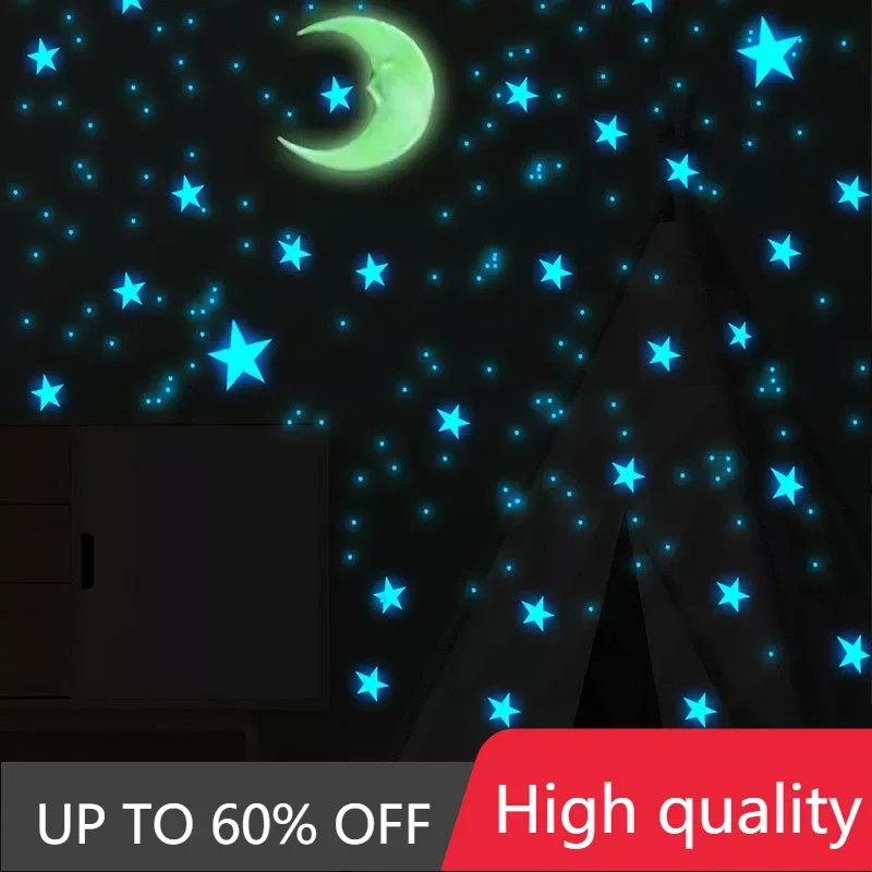 

111Pcs Star And Moon Combination 3D Wall Sticker Living Room Bedroom Decoration For Kids Room Home Glow In The Dark Stickers