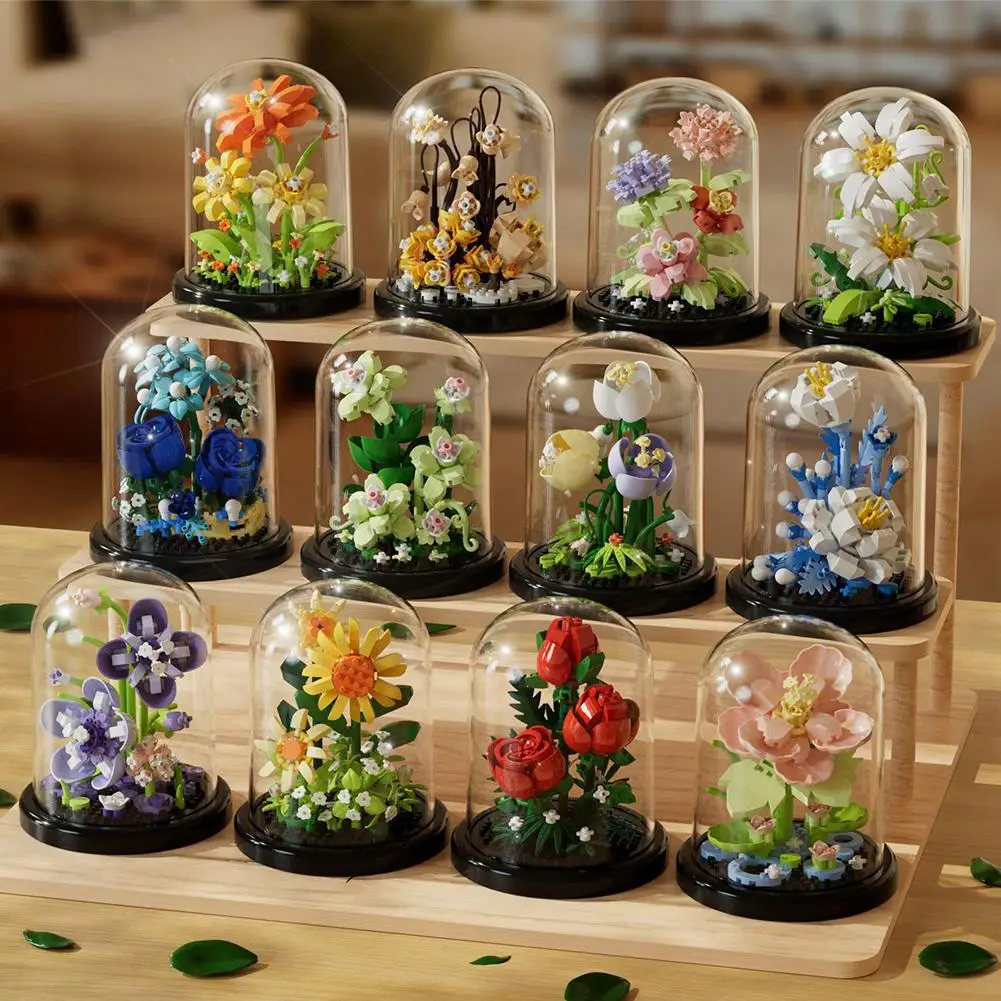 Вечные цветы строительные блоки подсолнухи розы гвоздики гибискус горшечные