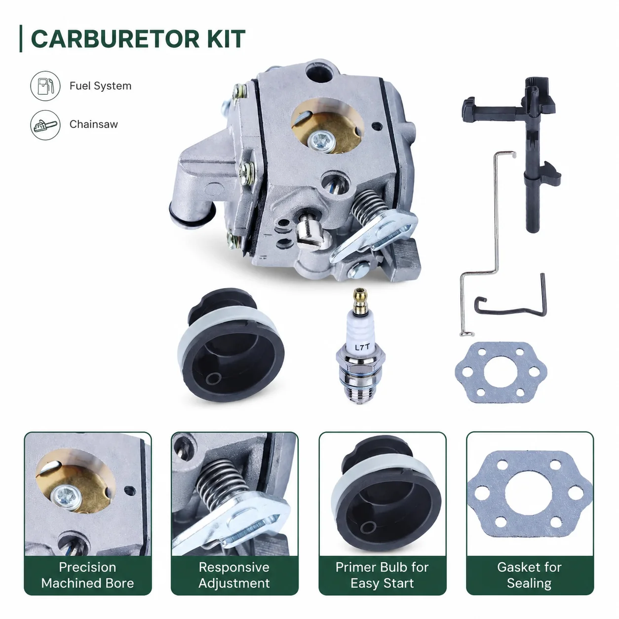 Фото Комплект карбюратора для бензопилы Stihl MS170 MS180 017 018, замена 11301200603 11301821500 ZAMA C1Q-S57 C1Q-S57A C1Q-S57B, свеча зажигания №4