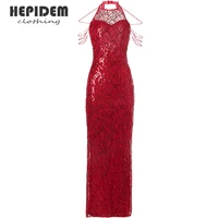 hepidem sexy satin evening dresses spaghetti strap side slit prom dress high waist evening gowns party dress 69872