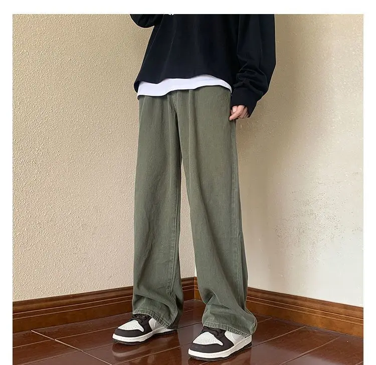Yasuk Spring Autumn Winter Solid Casual Men's Button Waist All-Match Cool Boys Design Loose Button Pants Pocket