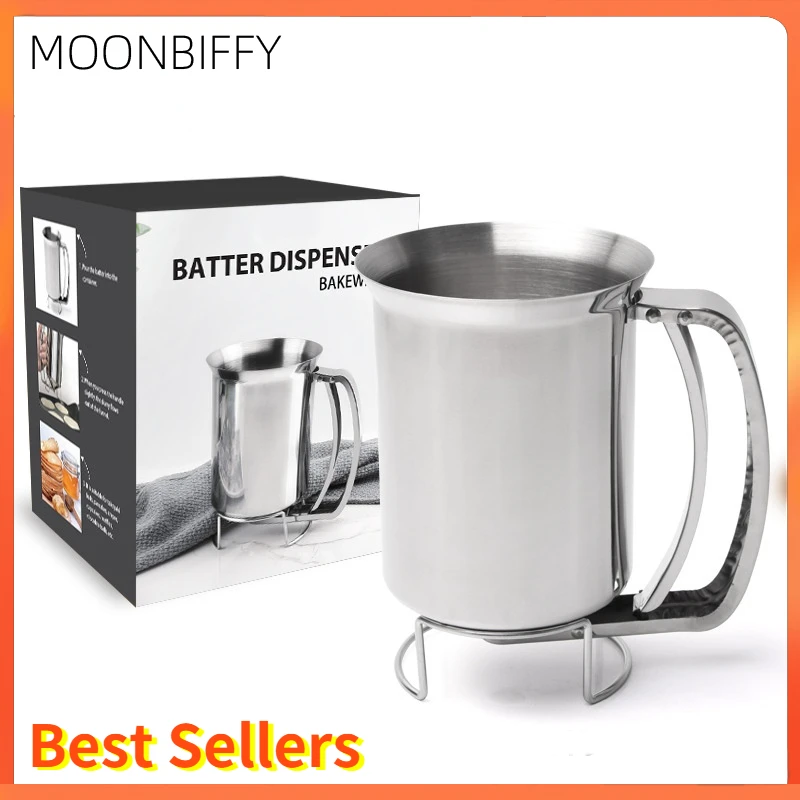 

800ML Handheld Batter Dispenser Pancake Dough Dispenser Stainless Steel Baking Cake Waffles Flour Paste Funnel Kitchen Tools