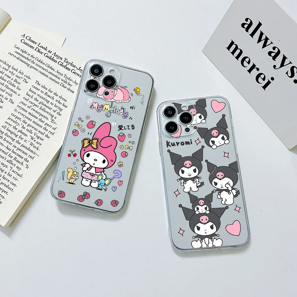 

Sanrio My Melody Kuromi Phone Case For Samsung A53 A50 A12 A52 A52S A51 A72 A71 A73 A81 A91 A32 A22 A21S 4G 5G Transparent Capa