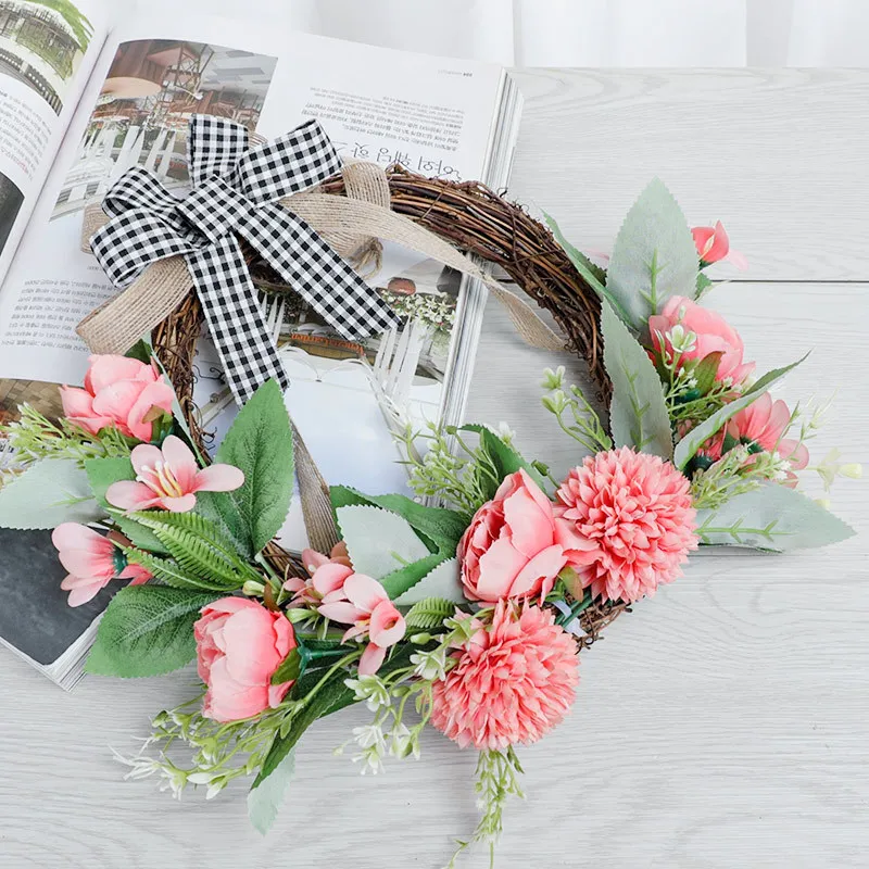 

European Wall Hanging Artificial Flower Garland Home Decors Door Hanging Festival Show Window Decoration Supplies Wedding Flower