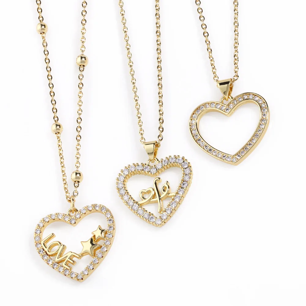 

V&YIDOU High sense of fashion spiritLOVELove necklace women's simple hollow heart pendant jewelry wholesale