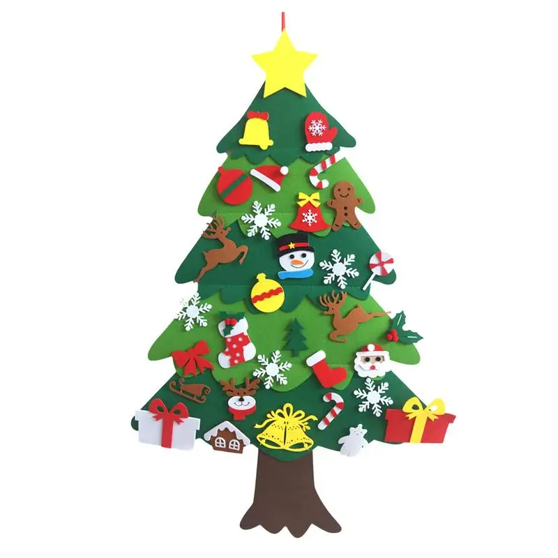 

Felt Christmas Tree DIY Christmas Wall Decorations Door Wall Hanging Christmas Decorations With Ornaments For Party Accessories