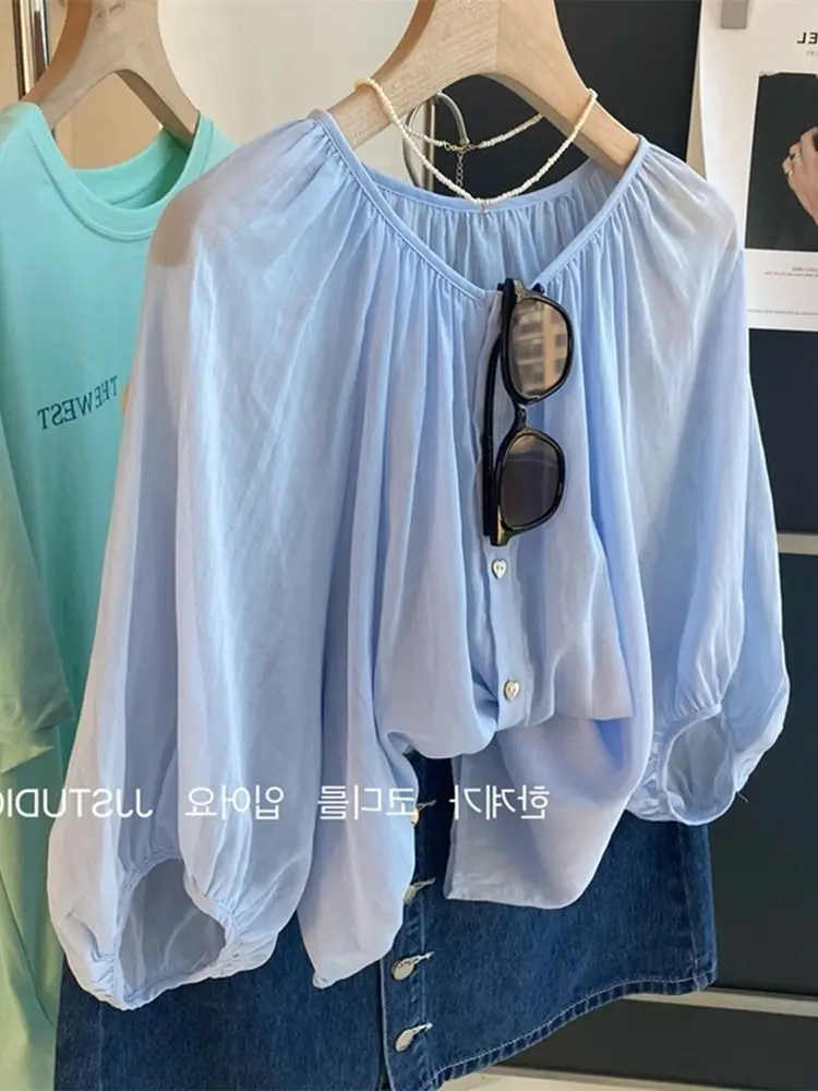 Блузка женская свободного кроя во французском стиле повседневная элегантная