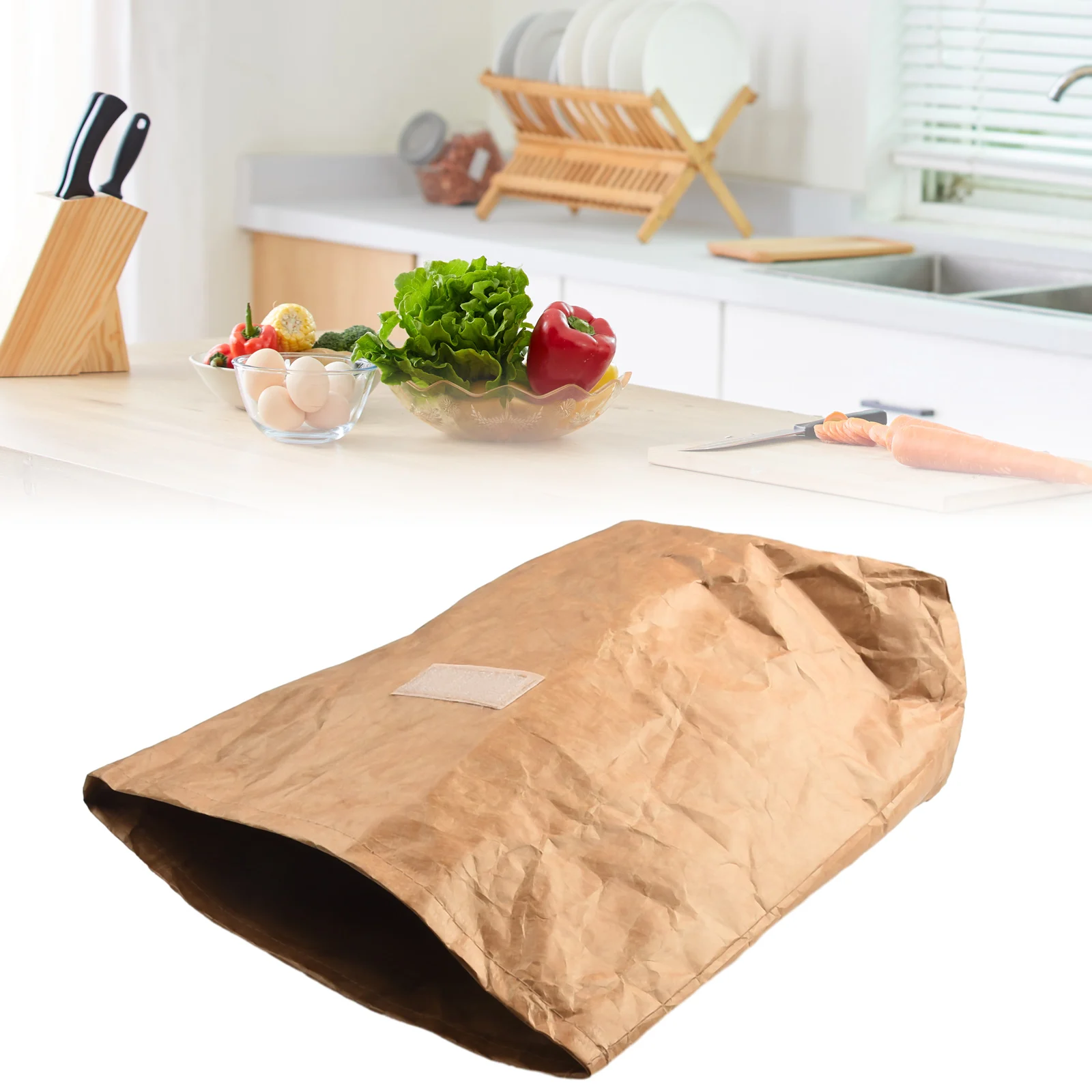 

Food Bag Picnic Thermal Insulation Kraft Paper Lunch Bag Waterproof Tightly Recyclable 31x30cm Tear Resistant Food Storage
