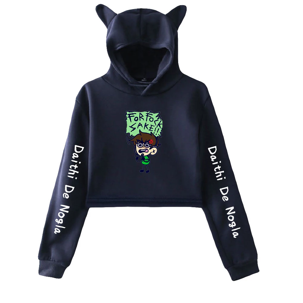 

2022 Nogla Merch Cat Cropped Hoodies Women Long Sleeve Hooded Pullover Crop Tops Hot Sale Casual Harajuku Streetwear