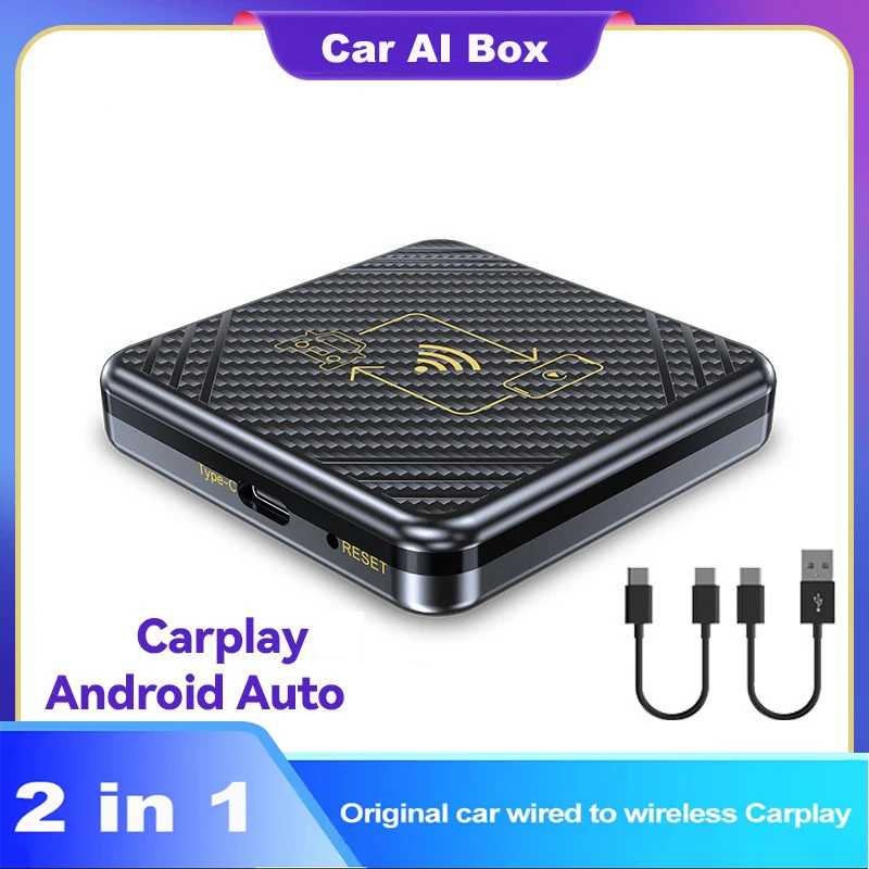 2 в 1 беспроводной адаптер Carplay для Apple iOS Android Auto AI Box Smart USB Plug and Play Havel Kia Volvo Audi MG VW