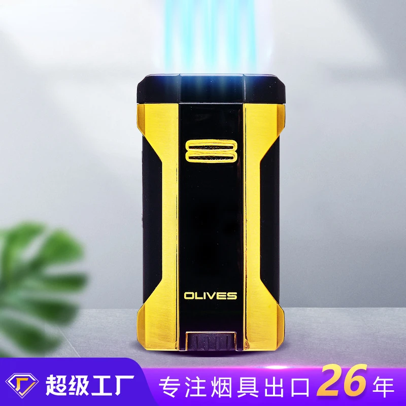 

Metal Inflatable Four Torch Lighter, Outdoor Barbecue Windproof Spray Gun, Personalized Welding Gun, Creative Lighter