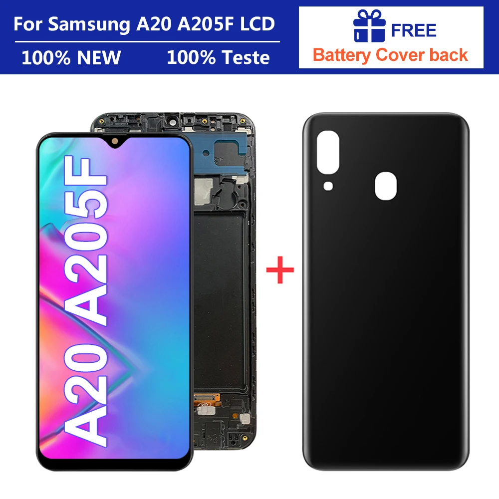 

6.4'' Super AMOLED For Samsung Galaxy A20 A205 SM-A205F A205FN LCD Display Touch Screen With Frame Digitizer Assembly