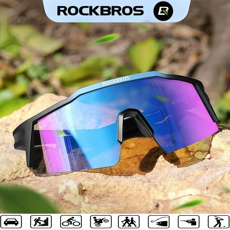 Фото Очки для езды на велосипеде ROCKBROS с защитой от ультрафиолета UV400, материал TR90, защита от бликов, блокировка ветра и песка, стильный дизайн для спортивной езды. №1
