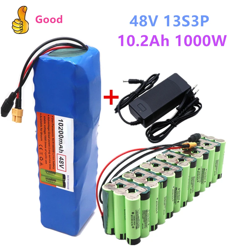 

100% Original 48v 20Ah 1000w 13S3P 10200mah lithium ion battery 54.6v lithium ion battery electric scooter with BMS + charger