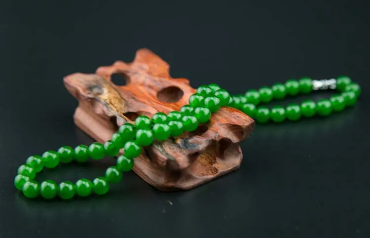 Натуральные зеленые нефритовые бусины ожерелье ювелирные изделия из жадеита