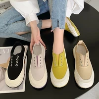 ladies casual canvas shoes 2022 spring summer lace up breathable non slip thick sole ladies flat shoes comfortable womens shoes