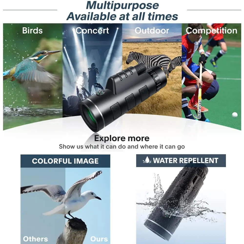 Монокулярный телескоп 40X60 мини мощный для наблюдения за птицами охоты кемпинга
