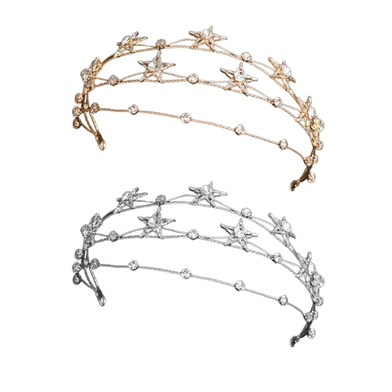 

Unique Star Shape Crown Greek Baroque Headband for Girls Model Fashion Performance Show Wedding Party Jewelry