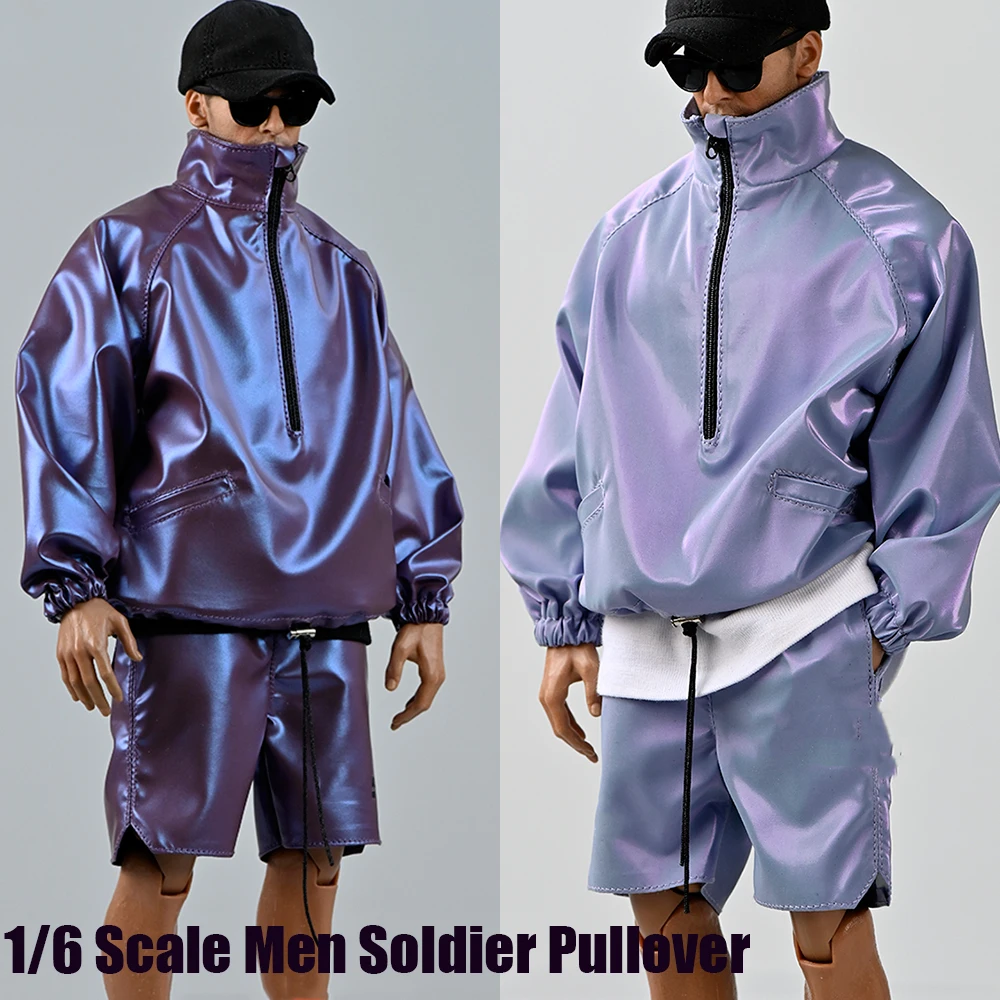 

1/6 Men Soldier Pullover Trendy Half Zipper Jacket Tracksuit Short Pants Cool Street Clothes Fit 12'' Action Figure Body
