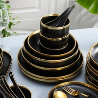 european style matte black rice bowl bowl chopsticks and dishes creative household combination in phnom penh dinner set