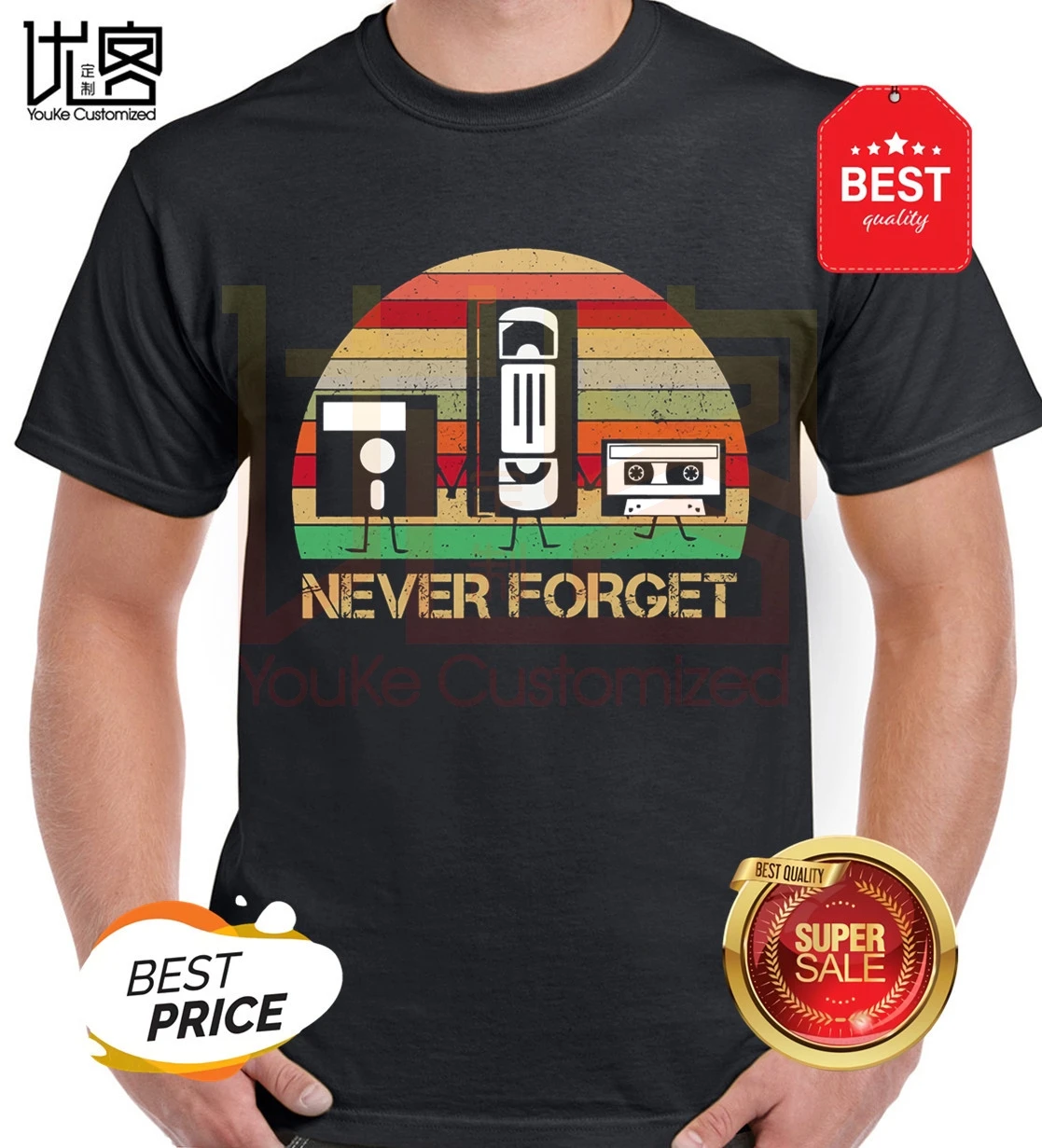

Never Forget Diskette Cassette T-Shirt Never Forget T-Shirt men's women's 100% cotton short sleeves tops tee