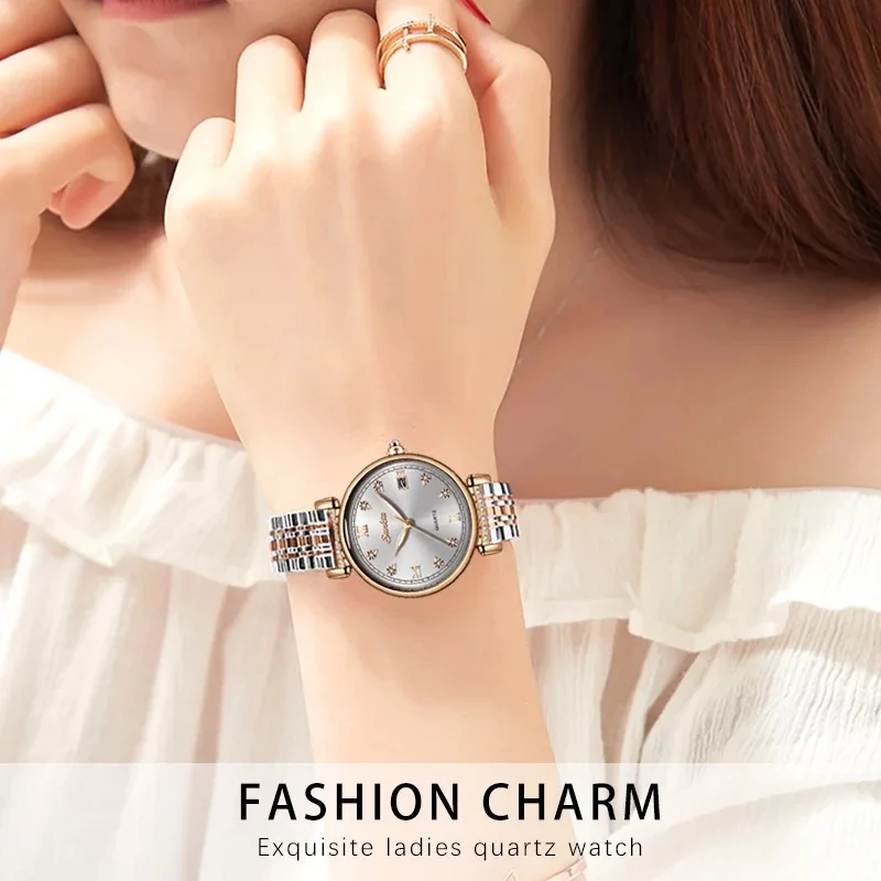 Women Diamond Quartz Watch Ladies Simple Wrist Watches Luxury Brand Rhinestone Weekly Bracelet Watches Female Waterproof Fashion