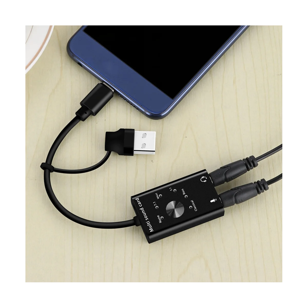 

External Sound Card USB2.0 Type C Stereo Microphone Adapter Professional Converter for Laptop Headset PC Speaker