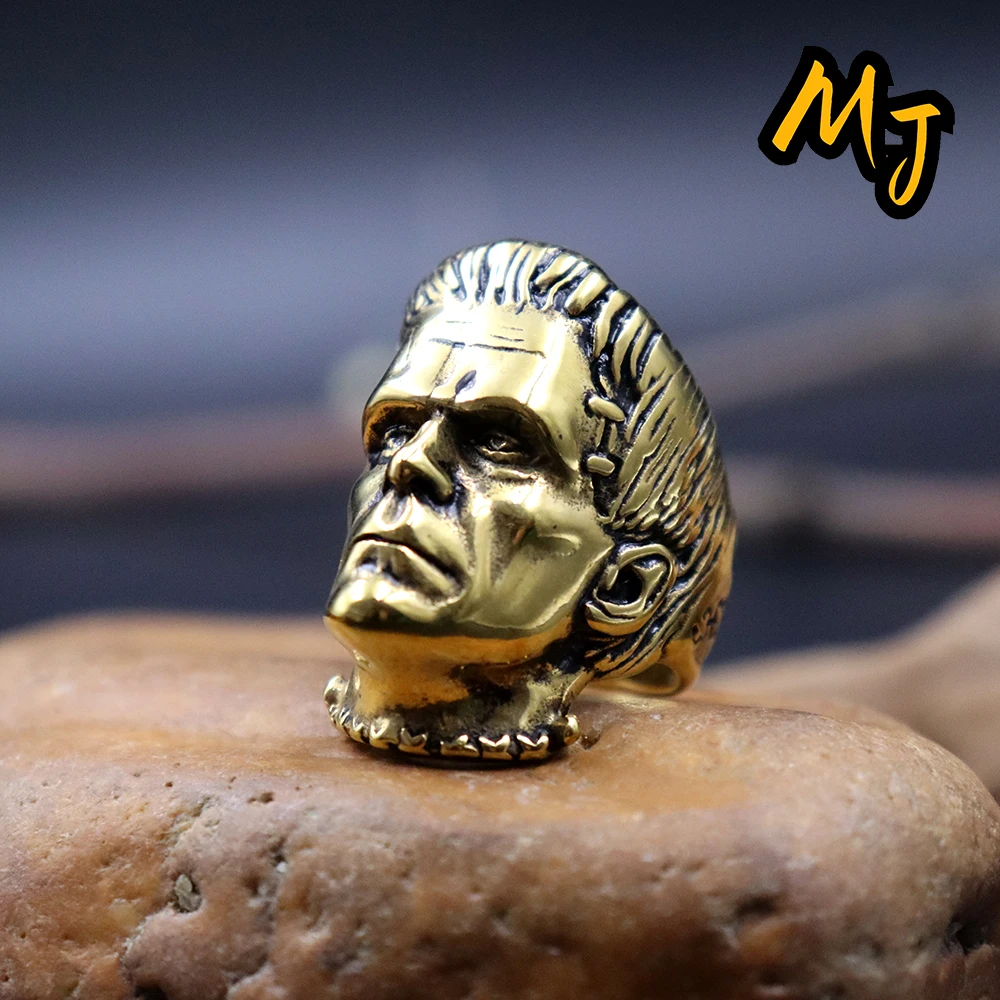 

Horror Scientist Goth Frankenstein Steel Rings For Men Punk Science Fiction Biker Stainless Steel Skull Men Ring Fashion Jewelry