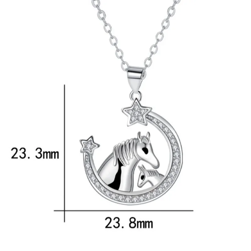 Серебряное женское ожерелье с подвеской ожерелья для матери лошади и ребенка