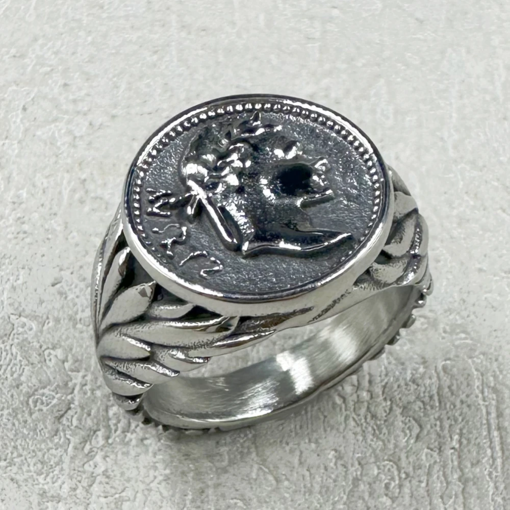 Новые модные золотые серебряные кольца the Great of Rome для мужчин винтажные монеты из