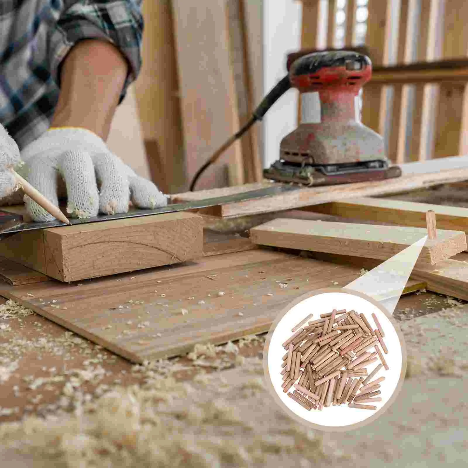 

300pcs Durable Practical Professional Dowels Wooden Shaft Connectors Wooden Needles Wood Nails for Home