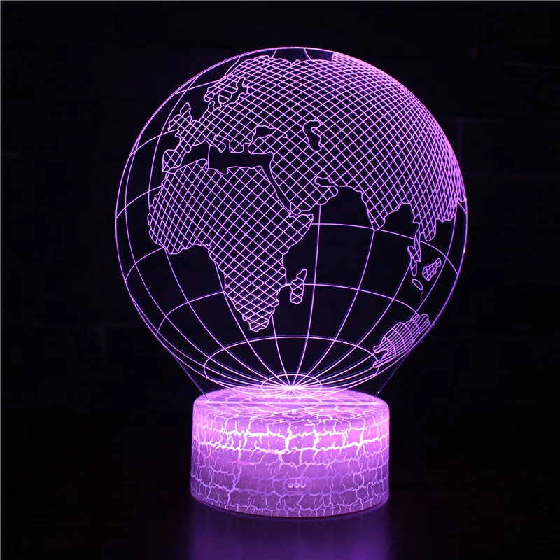 Ночник Luminaria Earth Gadgets Electronicos Led 3d ночник 7-цветное изменение USB светодиодные