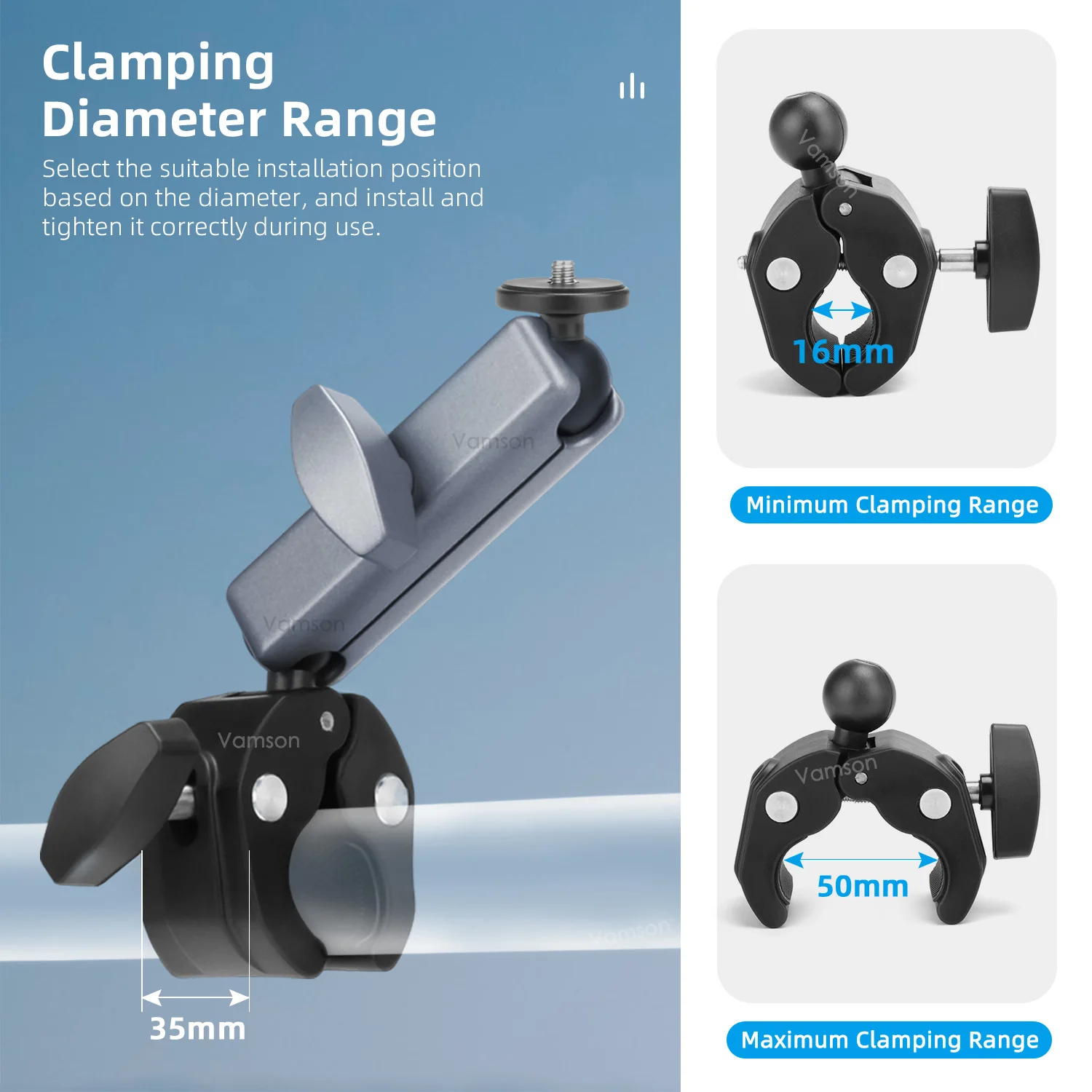 Фото Крепление-зажим Vamson для DJI Osmo Nano на руль, для мотоцикла, велосипеда, для съемки, аксессуары для экшн-камер №5