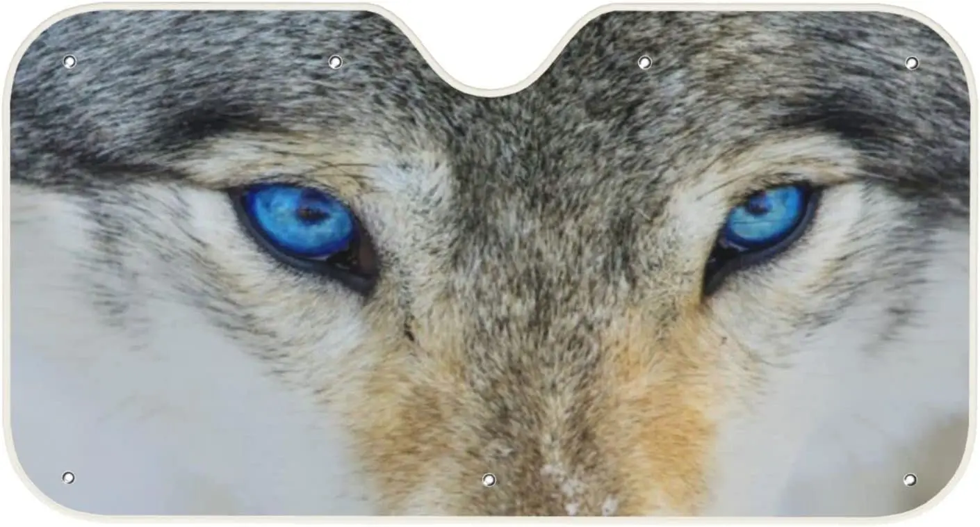 

Car Sunshade Blue Eyes Wolf car Windshield Sun Visor Car Sun Shade for Front Window Auto Sun Visor Heat Protection Car Sunscreen