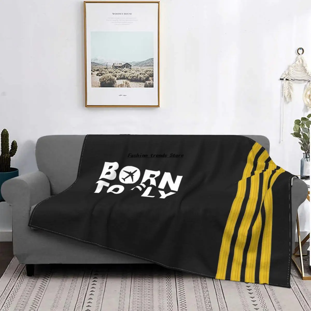 

Born To Fly Captain Stripes Blanket Fleece Winter Pilot Air Fighter Multi-function Soft Throw Blankets for Bed Bedroom Bedspread