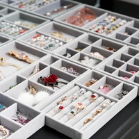 velvet jewelry display tray case drawer storage stackable jewelry holder portable ring earrings necklace bracelet organizer box