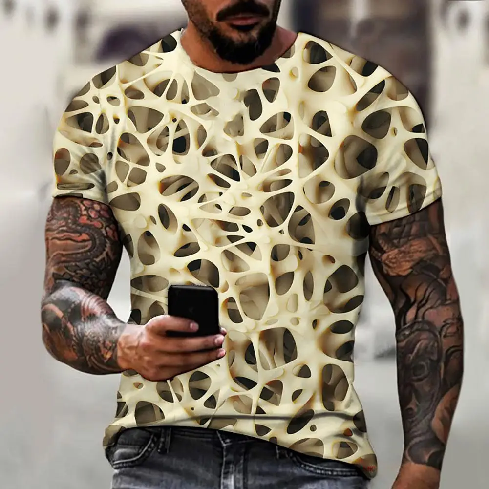 

Chic Men Top O Neck All Match Summer T-shirt Great Stitching Men Top