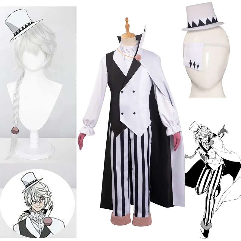 

Anime Bungo Stray Dogs Season 4 Nikolai Gogol Cosplay Costume Wig Overcoat Cloak Full Set Uniform The Decay of The Angel Outfit