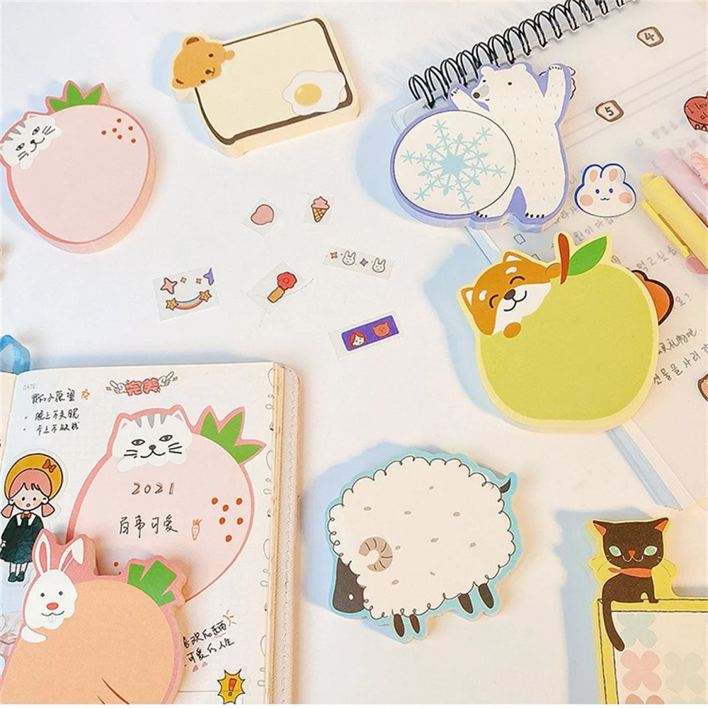 

65sheets Cute Cartoon Memo Pad Sticky Notes Kawaii Stationery DIY Scrapbooking To Do List Diary Materials Stationary Supplies