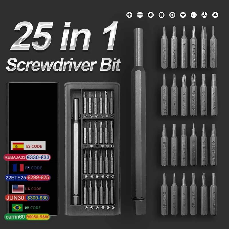 

Screwdriver Kit 24 Precision Magnetic Bits DIY Dismountable Screw Driver Set Mini Tool Case For Smart Home PC Phone Repair